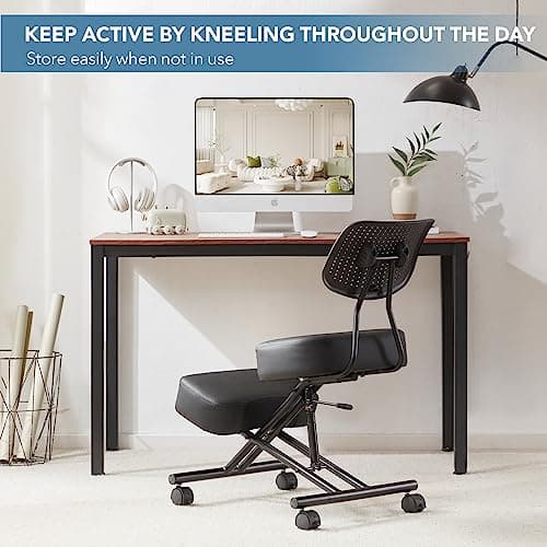SOMEET Kneeling Chair Ergonomic with Back Support, Ergonomic Kneeling Chair with Brake and Smooth Gliding Casters, Adjustable Stool for Home and Office, Posture Chair to Relieve Back Pain, Black PU 5