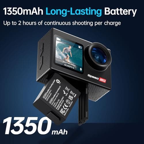 Hiicam Action Camera 4K 60FPS with Touch Screen 20MP Waterproof Camera Underwater 131FT with EIS for Snorkeling 7