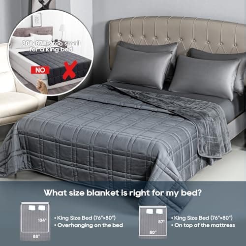 OMYSTYLE King Size Weighted Blanket 20lbs(88''x104'', Double-Sided), Reversible Weighted Blanket with Warm Short Plush and Cool Tencel Fabric for All Season Use - Carry Bag Included 5