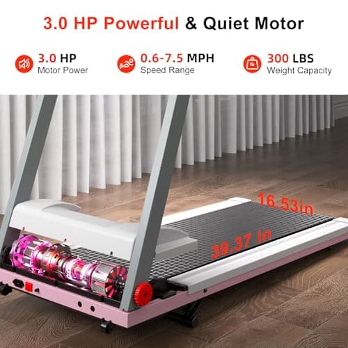 DeerRun Walking pad with 6% Incline, 3.0HP Powerful and Quiet Walking Pad with Handle Bar, 300 lbs Capacity Foldable Treadmills for Home, with Remote Control and Space Saving 6
