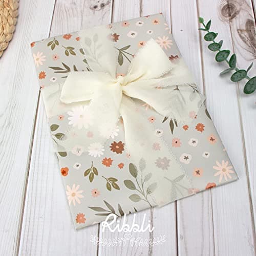 Ribbli Chiffon 1-1/2 inch x 20 Yard Handmade Fringe Cream Ivory Silk Ribbon for Wedding Invitations, Bridal Bouquets, Flower Arrangement Decoration 7