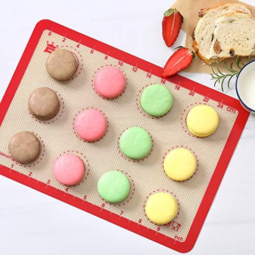 Silicone Baking Mat Set of 6, GUANCI Grade Food Baking mats Non-Stick Reusable Pizza Bakeware Mat for Making Macaroon, Pizza, Cookie, Pastry, Bread, Bun（Red） 5