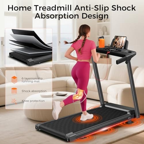 Aiteid Treadmill with Incline,3.0HP Small Treadmills for Home,Portable Electric Treadmill with Handles,Lightweight Walking Pad,Compact Running Treadmills,Walking Pad with Handle,300LBS Capacity(Black) 6