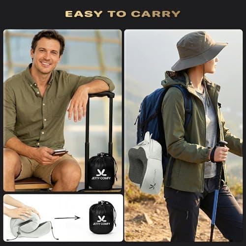 JETTY COMFY Premium Memory Foam Travel Neck Pillow with Hood and Face Cover for Privacy - Ergonomic Design for Sleeping on Plane, Bus, Train, Office (Gray) 6