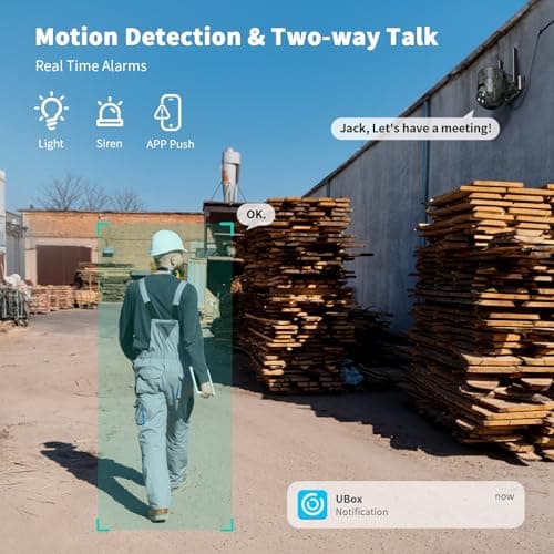 LIWAN No WiFi Security Camera, 4G LTE Cellular Security Camera Wired Outdoor, Plug-in for 24/7 Recording, 2K Color Night Vision, Built-in SIM Card, 32G Memory Card, Farm, Barn 5