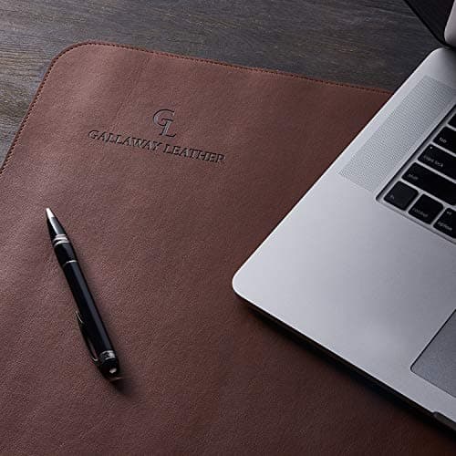 Gallaway Leather Desk Mat, Office Writing Desk Pad, Large 36" x 17" Dark Brown, for Top of Desks, Gift Ready Elegant Computer Desk Cover Protector PU Leather 8