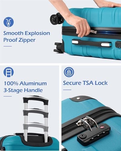 Coolife Hardside Carry-On Luggage with TSA Lock, Spinner Wheels, Telescopic Handle, Lightweight Suitcase (Lake Blue, S(20in_carry on)) 6