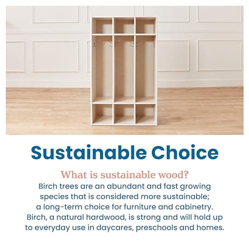 ECR4Kids Streamline 3-Section Coat Locker with Cubby Storage, Classroom Furniture, White Wash 7