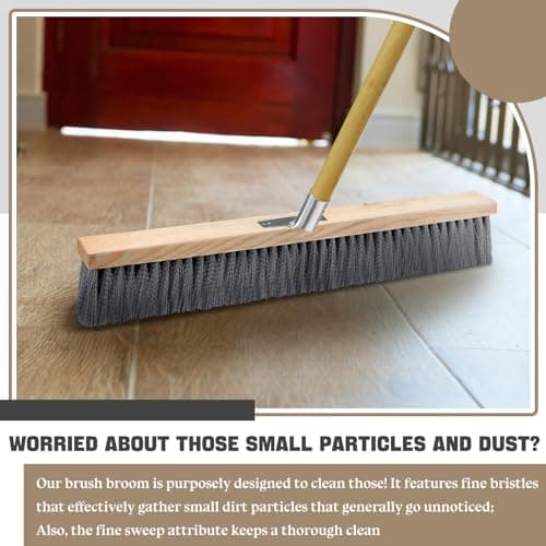 Qinyoung 2 Pcs 24 Inches Floor Sweep Fine Sweep Floor Brush Push Broom Head Soft Bristle Push Broom Sweeper Broom with Polypropylene Bristles for Hardwood Floors Sweeping Indoor, Simple and Plain 5