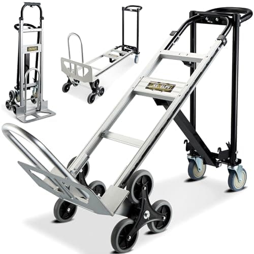 Keoslpy CSHT-2243B 3 in 1 Industrial Convertible Aluminum Hand Truck Dolly Cart, 1000 LBS Capacity, Heavy Duty Stair Climbing Utility Trolley Platform Cart with Wheels for Transport & Moving