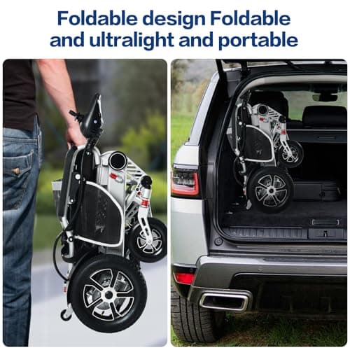 Electric Wheelchair for Adults Intelligent Power Wheelchairs Lightweight Foldable All Terrain Motorized Wheelchair for Seniors,30+ Miles Travel Range,Load Capacity 350 lbs, Airline Approved 6