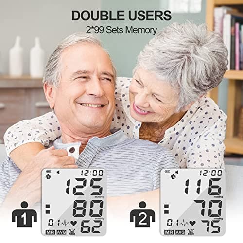 Blood Pressure Monitor, Bp Machine with Large Upper Arm Cuff of 8.7-17.3 Inches, Large Screen, Total 198 Memories for 2 Users(Black+White) 5