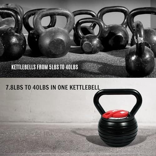 Yes4All Adjustable Kettlebell Weight/Solid Cast Iron Kettlebell Weight, Strength Training Kettlebells for Full Body Workout, Weightlifting, Conditioning, Strength & Core Training 6