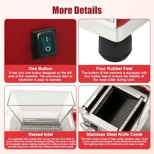 Bepritm Electric Meat Cutter Machine, 1100W Meat Shredding Machine with Cover, Commercial Stainless Steel Meat Slicer Shredder Restaurant for Home Kitchen,Restaurant,Supermarket 6