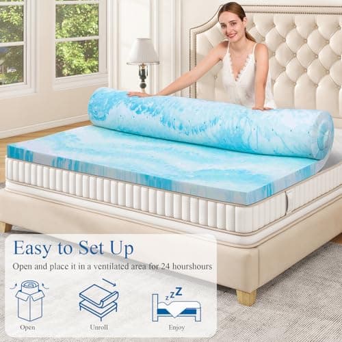 Mattress Topper Queen - 2 Inch Memory Foam Mattress Topper Queen Cooling Gel Infusion CertiPUR Certified 6