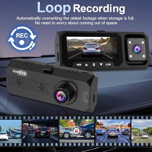 Dash Cam 3 Channel 4K with 5.8GHz WiFi GPS - 4K+1080P Dash Camera Front and Rear Inside,2.5K+1080P*2 Triple Car Camera 3.16"IPS, 32GB Card, 320°Wide Angle, IR Night Vision, G-Sensor, 24H Parking Mode 8