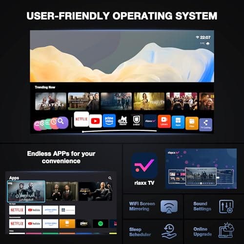 【Officially-Licensed APP & Native 1080P】Thinnest 1.81" Smart Mini Projector with WiFi and Bluetooth, Auto Focus & Keystone Portable Outdoor Projector, VOPLLS 4K Support Home Movie Projector 7