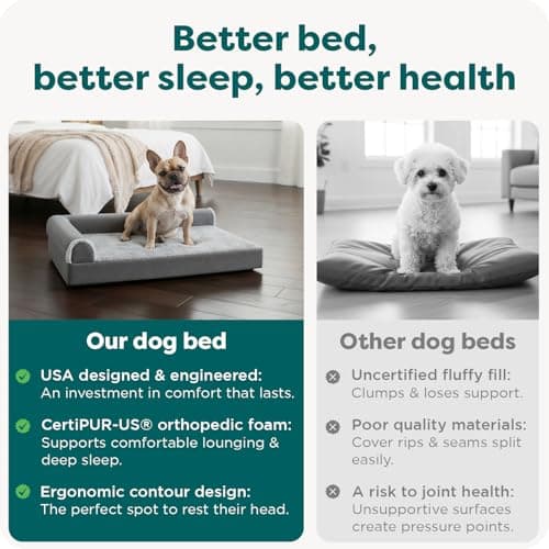 FurHaven Orthopedic Dog Bed for Medium Dogs, L-Shaped Chaise Mattress with Orthopedic Egg Crate & a Solid Orthopedic Foam Base for Joint Support, Washable Cover, Medium, Faux Fur & Suede, Stone Gray 7