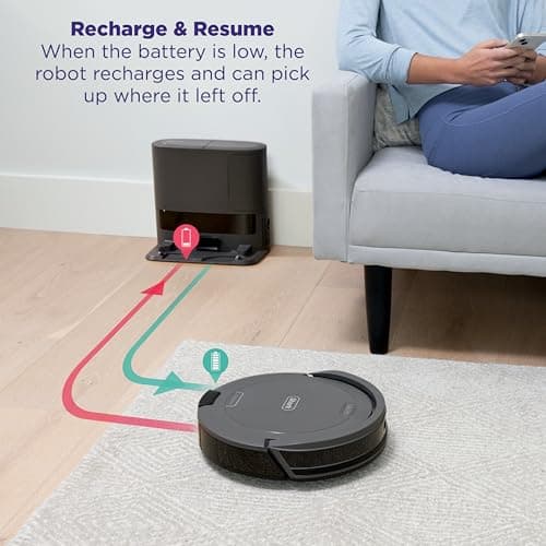Shark Navigator Robot Vacuum and Self-Empty Base with Bagless 60-Day Capacity Self-Empty Base, SmartPath Navigation, Powerful Pet Hair Pickup, Anti-Hair Wrap, For Carpets & Hard Floors, Grey, RV2120AE 8