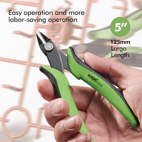 KATA Micro Flush Cutters, 5-inch Precision Wire Cutter, Anti-Slip Side Cutting Pliers for Electronics, Zip Ties, Copper Wire 5