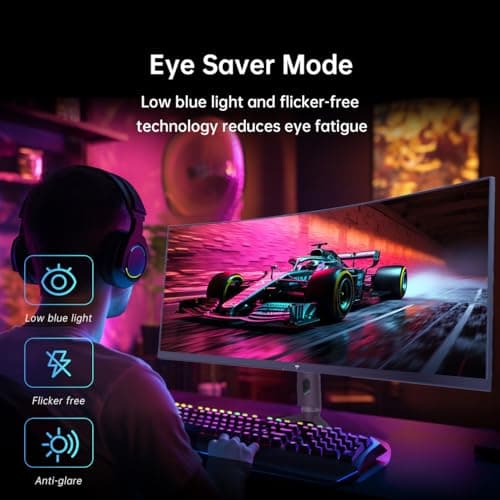 KTC 34 Inch Ultrawide Monitor, 180Hz WQHD 3440X1440 Curved Gaming Monitor, 1500R PC Monitor, HDR, FreeSync & G-Sync, HDMI, DisplayPort, VESA, Tilt Swivel Height Pivot Adjustment, H34S18S 6