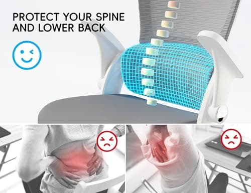 TRALT Office Chair - Ergonomic Office Chair with Back Support, Computer Chair - Home Office Desk Chairs, 330lbs Wide Seat Big and Tall Office Chairs with Headrest, Comfy Desk Chairs (Grey) 4