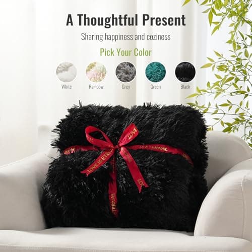 Uttermara Shaggy Faux Fur Weighted Blanket Queen Size, 15 lbs Long Fur Sherpa Soft Fluffy Bed Blanket for Adults, Ultra Cozy Warm Sherpa Throw Full/Queen Size Sofa Bed Blanket, 60 x 80 inches, Black 5