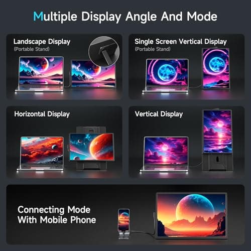 Laptop Screen Extender Portable Monitor, Dual 16.1" 1080P FHD Frameless Screen, Detachable Monitor Extender for Laptop, Fit for 13-17" Laptops, Compatiable with Windows/Mac/Chrome/Android (N2-16.1") 6