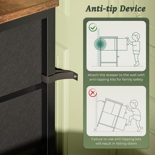 Huuger 63 Inch Dresser for Bedroom, Dresser for Closet with 9 Drawers, Large TV Stand for 55, 65, 70 Inch TV, Entertainment Center with Storage, Wide Long Chest of Drawers, Rustic Brown 9