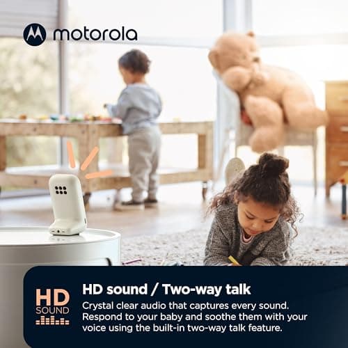 Motorola Nursery Audio Baby Monitor Dual Room HD, 1500ft Range, Night Light, 2-Way Audio, No WiFi Audio Only with Parent Unit & 2 Monitors, PIP15 6