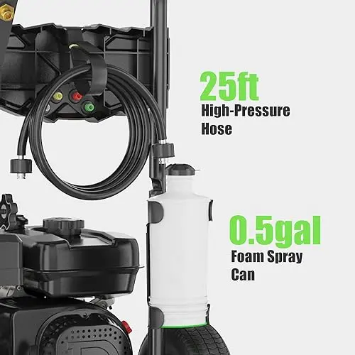 Imdot 4200PSI Gas Pressure Washer, 4.0GPM Heavy Duty Power Washer with 212CC 7.0 HP, 5 Nozzles, 25ft Hose & 0.5Gal Soap Tank,for Cleaning Car Driveways Fence Furniture, EPA/CARB/ETL Compliant (Black) 6