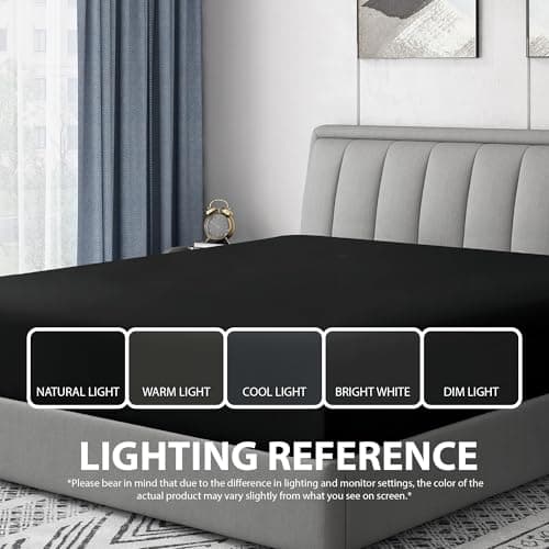 Cathay Home Twin Fitted Sheet - Double Brushed Ultra Soft – Wrinkle & Fade Resistant - 14" Standard Pocket Fitted Sheet Only - Good Fit for 12"-16" Deep Mattress (Twin, Black) 5
