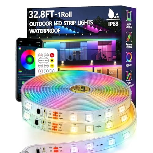 httpsmp 32.8FT Outdoor LED Strip Light Waterproof,IP68 Outside RGB+IC Light Strip with App/Remote Control,Chase Mode,Music Sync Rope Light for Balcony,Deck,Rooftop,Garden,Pool