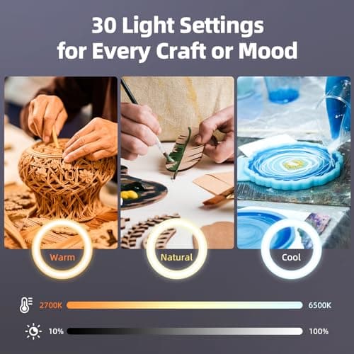 Ultra Bright 18W Ring Light for Desk with Overhead Phone Mount & Stable Phone Stand for Recording – Super Bright Lighting Ringlight for Artists/DIY Crafting/Repair Videos/Painting/Tutorial Recording 7