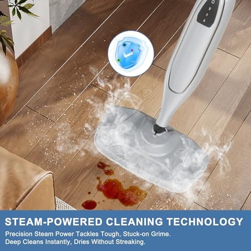 Steam Mop, 11-in-1 Powerful Handheld Steam Cleaner with 11.8 OZ Removable Tank, Detachable Steam Mops for Floor Cleaning with 23FT Power Cord, MultiPurpose Steamer for Hardwood Tile Carpets Furniture 7