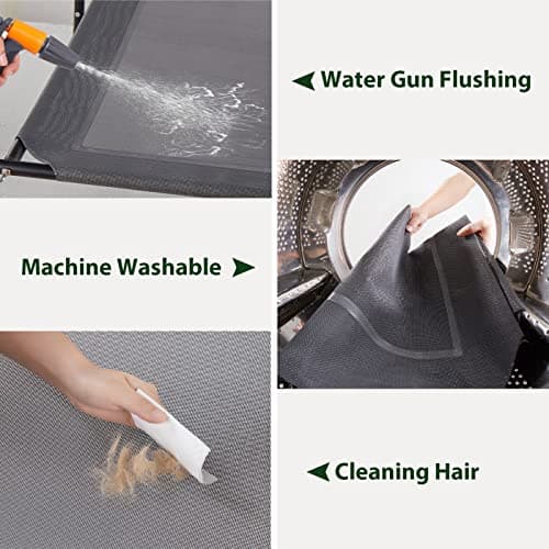 Cooling Elevated Dog Bed for Large Dogs – Waterproof Raised Dog Cot with Slope Headrest, Breathable Teslin Mesh, Durable & Portable Pet Bed for Indoor and Outdoor Use, Grey 7