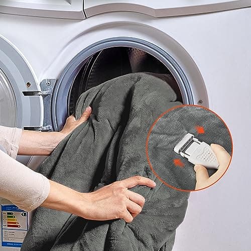 Heated Blanket Electric Throw - Soft Fleece Flannel Heating Warming Blankets with Auto Shut Off for Couch Office Chair Bed Adults Machine Washable 50x60 Grey 6