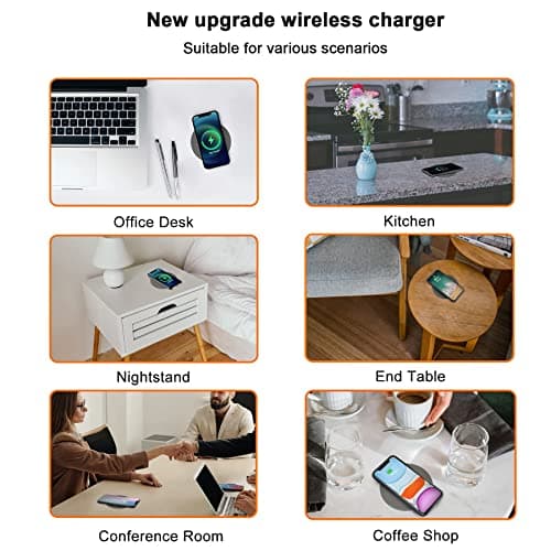 1.97"(50mm) NiiTTER Invisible Wireless Charger, Under Desk Wireless Charger, Hidden Charging Station for iPhone 17/16/15/14/13/12/ Samsung Galaxy S25/S24/S23/S22/S21(Adapter Included) 5