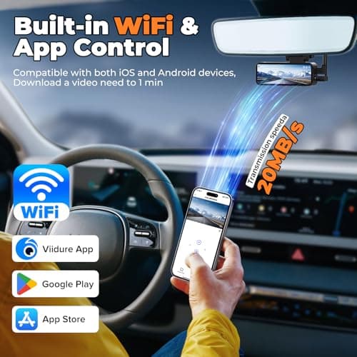 Dashcam Front and Rear Camera, 4K+1080p Dash Camera for Cars, Dash Cam Front and Rear with 3.2" IPS Screen, 64GB Card Included, HDR Night Vision, G-Sensor, Collision Emergency Lock, Parking Monitor 5