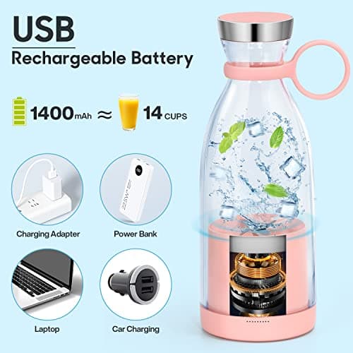 Portable Blender,Fashion Portable Blender for Shakes and Smoothies 11.8 Oz,Magnetic USB Fast Charging Mini Mixer Bottle,Take It for Traveling, Outdoor, Gym, Office, Cars, Gift -PK 6