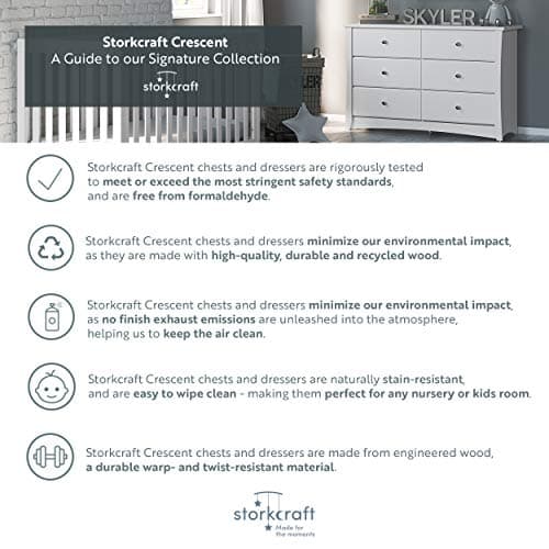 Storkcraft Crescent 6-Drawer Dresser (Pebble Gray) – GREENGUARD Gold Certified, Gray Dresser for Bedroom, Kids & Nursery Storage Chest, Safety Interlocking Drawers, Pre-Installed Tracks, Kids Chest 13