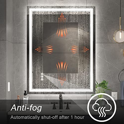 Ratsamee Led Mirror for Bathroom with Front Light and Backlit, Bathroom Mirror with Led Lights, Vanity Mirror with Lights for Wall, Anti-Fog, Dimmable 36" L x 28" W Neutral White（frontlit+Backlit 6