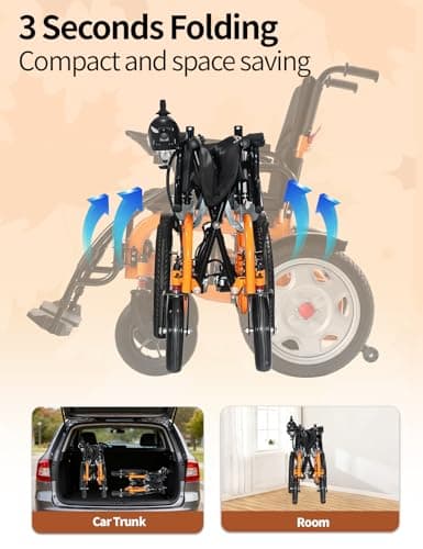 Electric Wheelchair with 20" Extra Wide Seat,20 Miles Long Range Foldable Electric Wheelchair,330 lbs Capacity Electric Wheelchairs for Adults,500W Dual Motor All Terrain Electric Wheelchairs,Orange 8