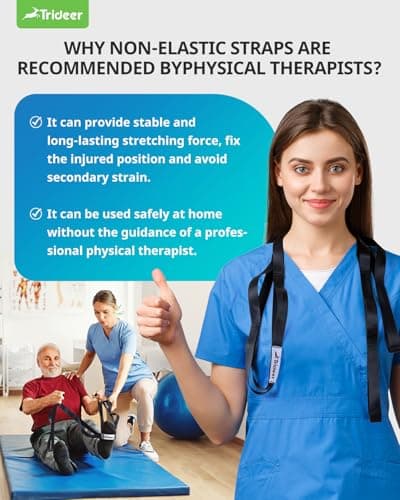 Trideer Stretching Strap Yoga Strap Physical Therapy for Home Workout, Exercise, Pilates and Gymnastics, 10 Loops Non-Elastic Stretch Bands with Aesthetic Packaging for Women & Men (Black) 7