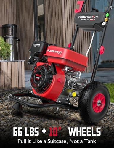 PowerSmart Gas Pressure Washer, 3400 PSI 2.5 GPM, 212CC, with Onboard Soap Tank, Metal Spray Wand, 5 Nozzles for Houses, Driveways, Walls, Cars, Fences, Patios 8