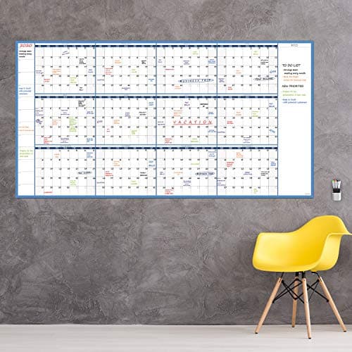 Large Dry Erase Wall Calendar - 38" x 72" - Undated Blank Reusable Yearly Calendar - Giant Whiteboard Annual Poster - Laminated Office Jumbo 12 Month Calendar 7