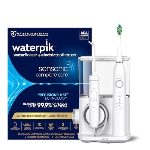 Waterpik Sensonic Complete Care Water Flosser and Rechargeable Electric Toothbrush Combo Set for Teeth Cleaning and Flossing, CC-04, White, Packaging May Vary