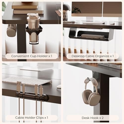 FitStand Standing Desk, Large 71x31 Inches Adjustable Stand Up Desk with Cable Management, Home Office Computer Desk with Memory Preset& Cup Holder, Black 5