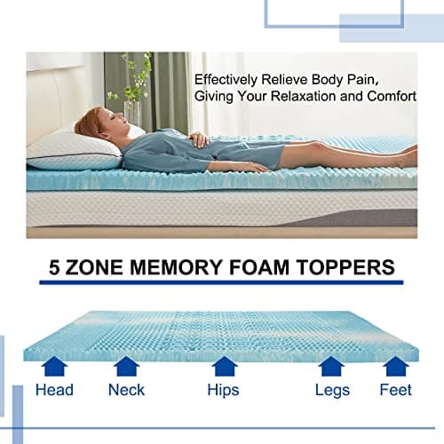 SINWEEK 2 Inch Memory Foam Mattress Topper Twin XL, Twin Extra Long Mattress Pads for College Dorm Single Bed, Pressure Relieve CertiPUR-US Certified, 39x80 Inches, Blue 6
