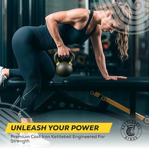 Kettlebell Kings Adjustable Kettlebell Weights 5-90 LB - Cast Iron Strength Training Kettlebells for Home and Gym - Powder Coated for Grip, and Rust Protection 6